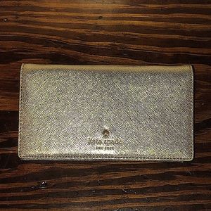 KATE SPADE Gold Saffiano Leather Wallet